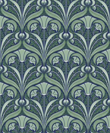 Liberty Hope Art Nouveau Dark Blue William Morris Style Wallpaper 670542