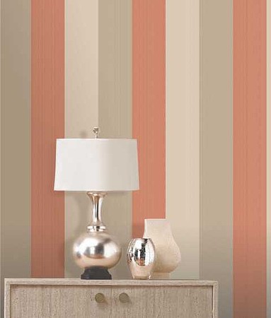 Olivia II Cream Burnt Orange Gold Cream Stripe Wallpaper 6160