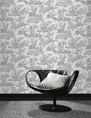 Toile De Jouy Wallpaper - Anthracite